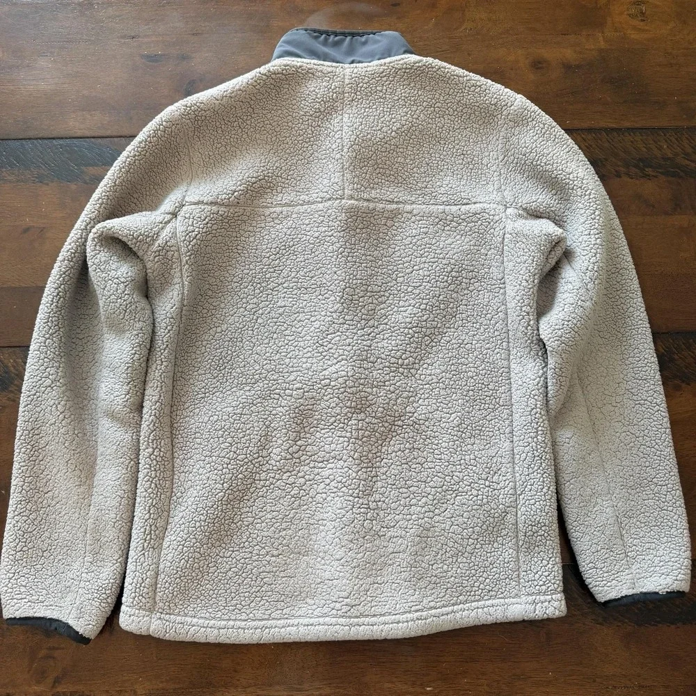 North Face Jacket Boys XL 18/20 Beige Sherpa Fleece Full Zip Winter Coat Hi-pile